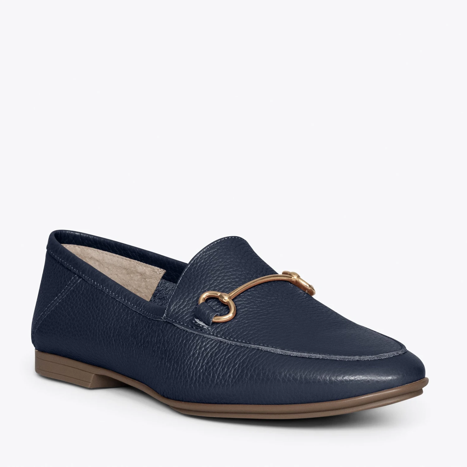 STYLE – Mocassins En Cuir Avec Détail Métallique BLEU MARINE – Image 4