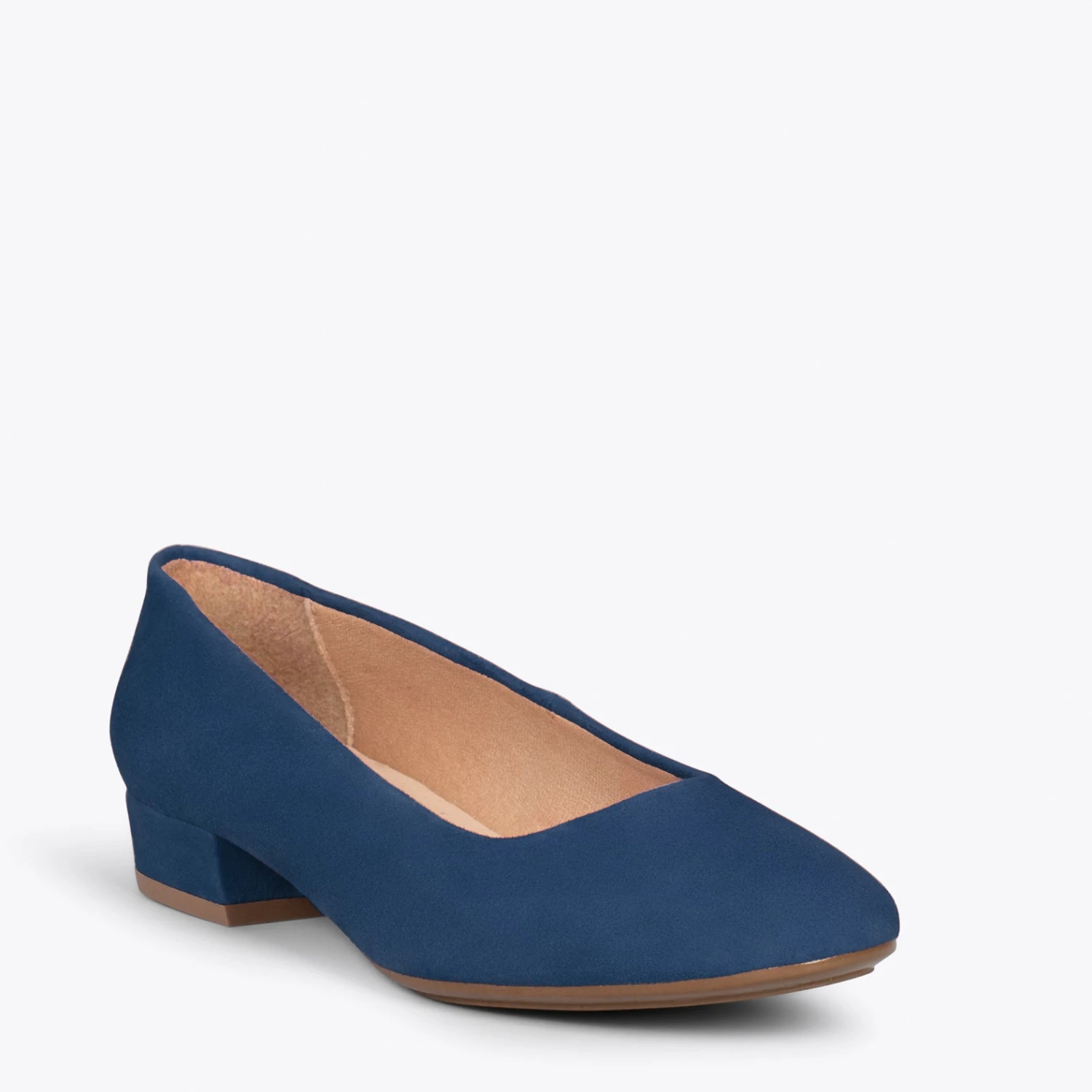 URBAN XS – Chaussures à Talon Bas En Cuir Daim BLEU MARINE – Image 4