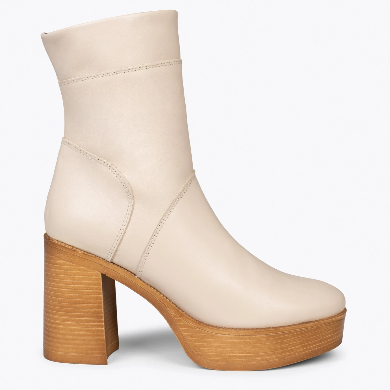 SOUL - Bottines Ă Tige Haute En Cuir Nappa BEIGE