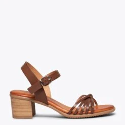 LOTO - Sandales MARRON Ă Talon Large Confortables