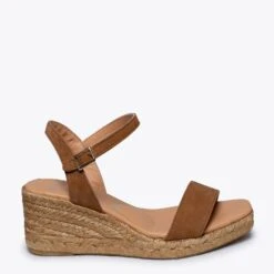 PLAGE - Espadrilles Compensées Avec Lanière MARRON FONCÉ