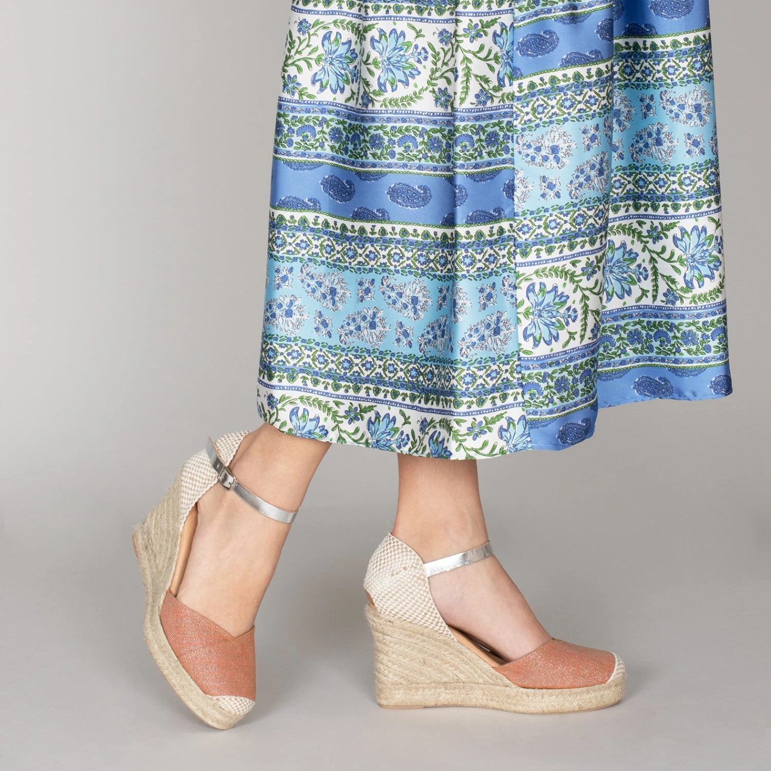 CONIL - Espadrilles à Talon Haut En Lin ORANGE – Image 6