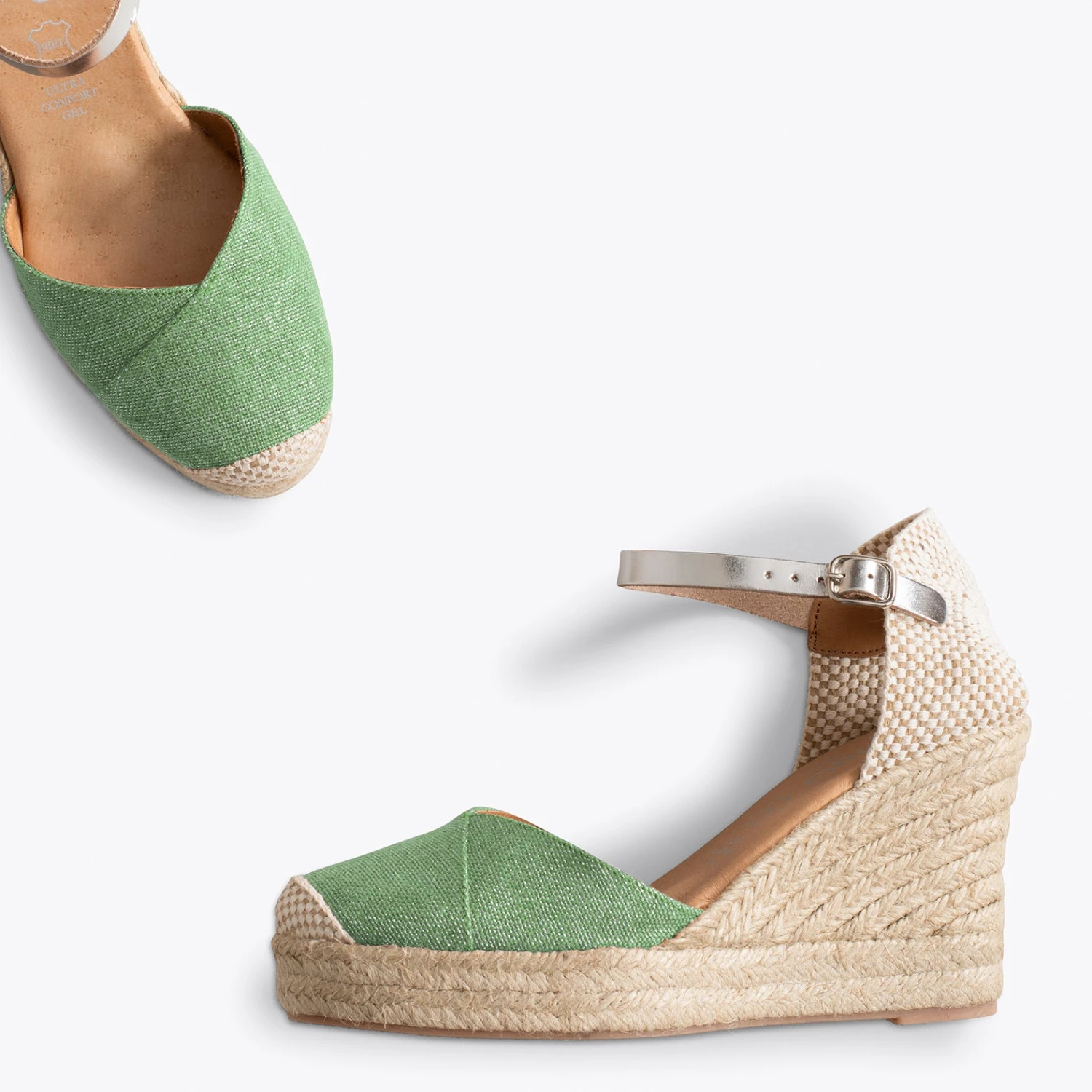 CONIL - Espadrilles VERT En Lin Métallisé – Image 2