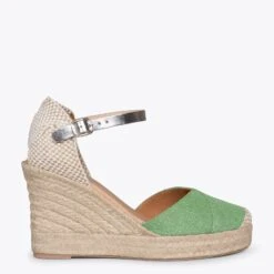 CONIL - Espadrilles VERT En Lin Métallisé