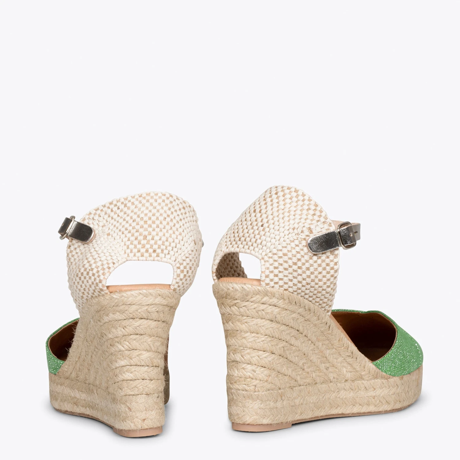 CONIL - Espadrilles VERT En Lin Métallisé – Image 3