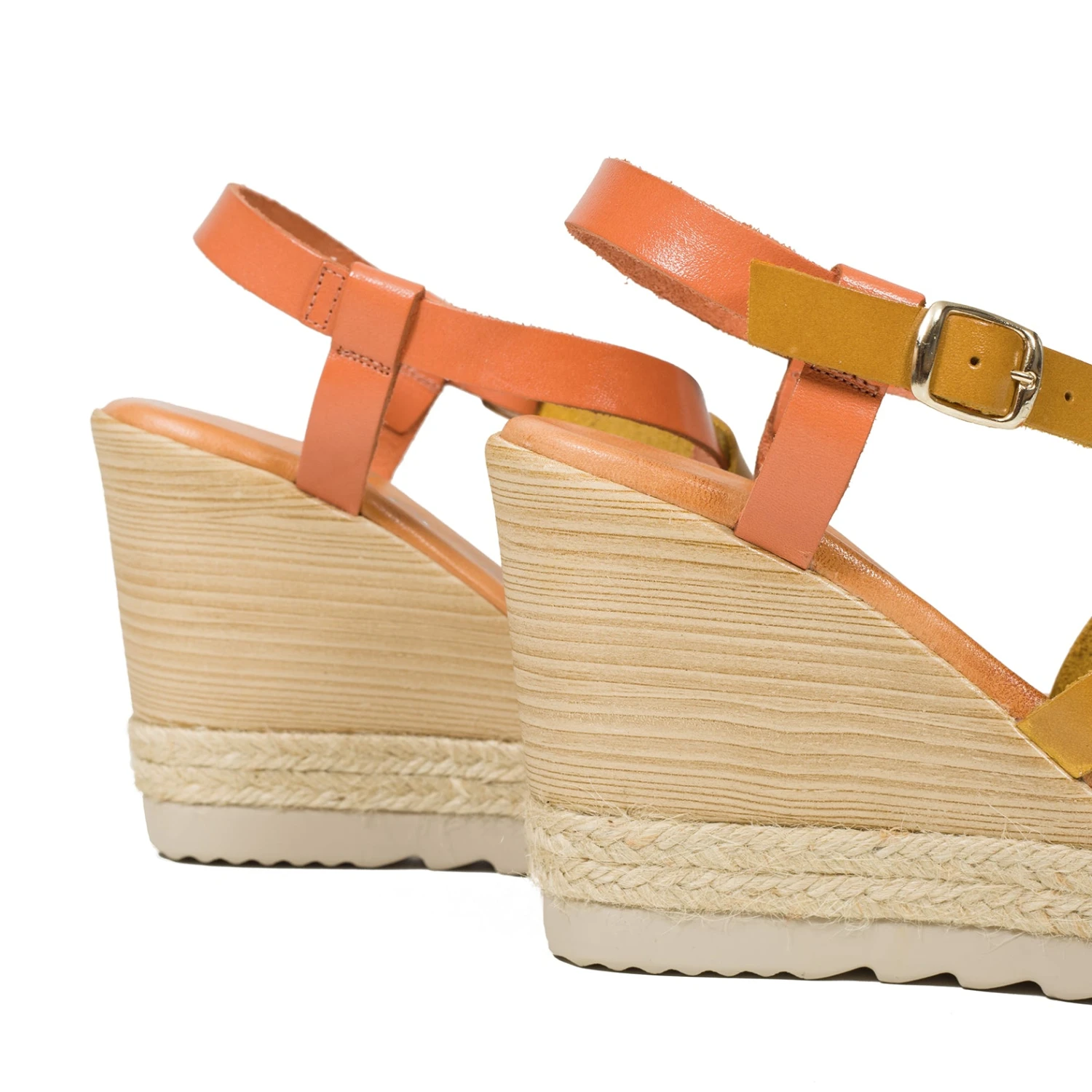 COULEUR - Sandale Compensée à Bandes Tricolores CAMEL – Image 4