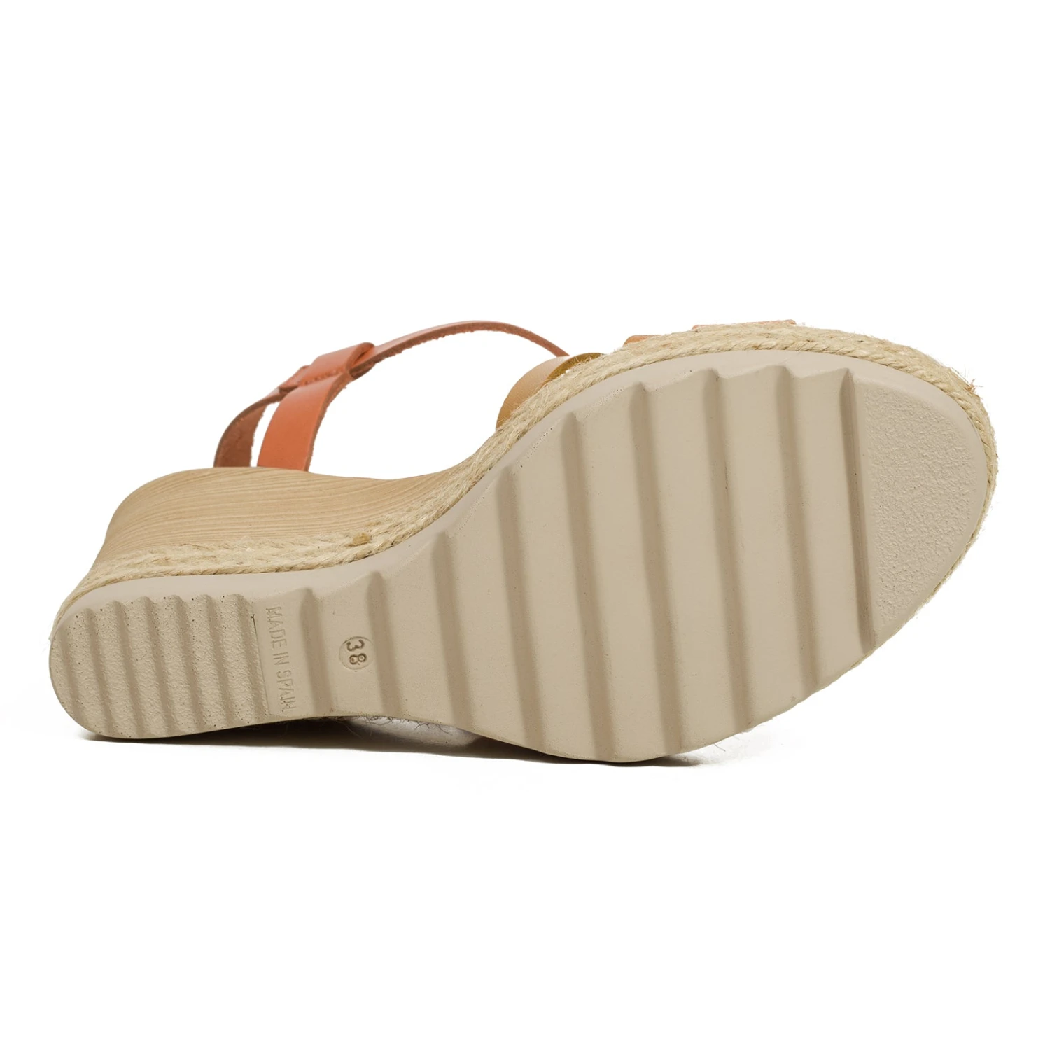 COULEUR - Sandale Compensée à Bandes Tricolores CAMEL – Image 5