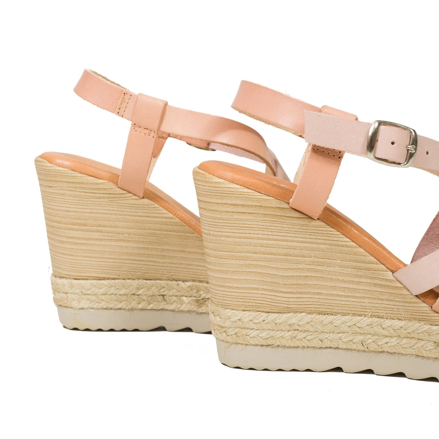 COULEUR - Sandale Compensée à Bandes Tricolores BLANC – Image 4