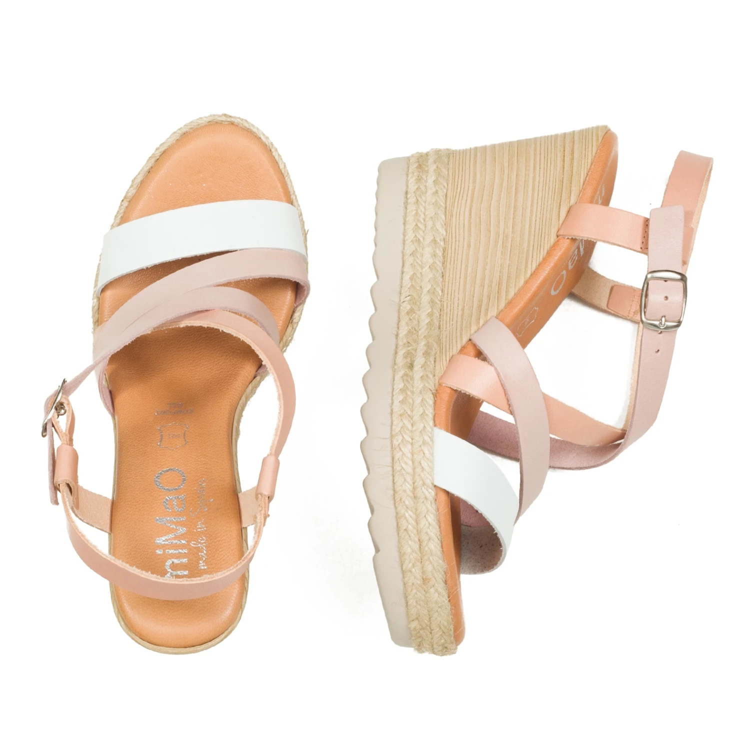 COULEUR - Sandale Compensée à Bandes Tricolores BLANC – Image 3