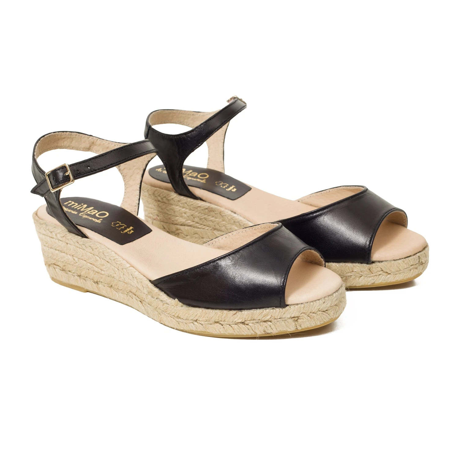 LUNE- ESPADRILLES COMPENSÉES AVEC LANIÈRE ET BRIDE NOIR – Image 2