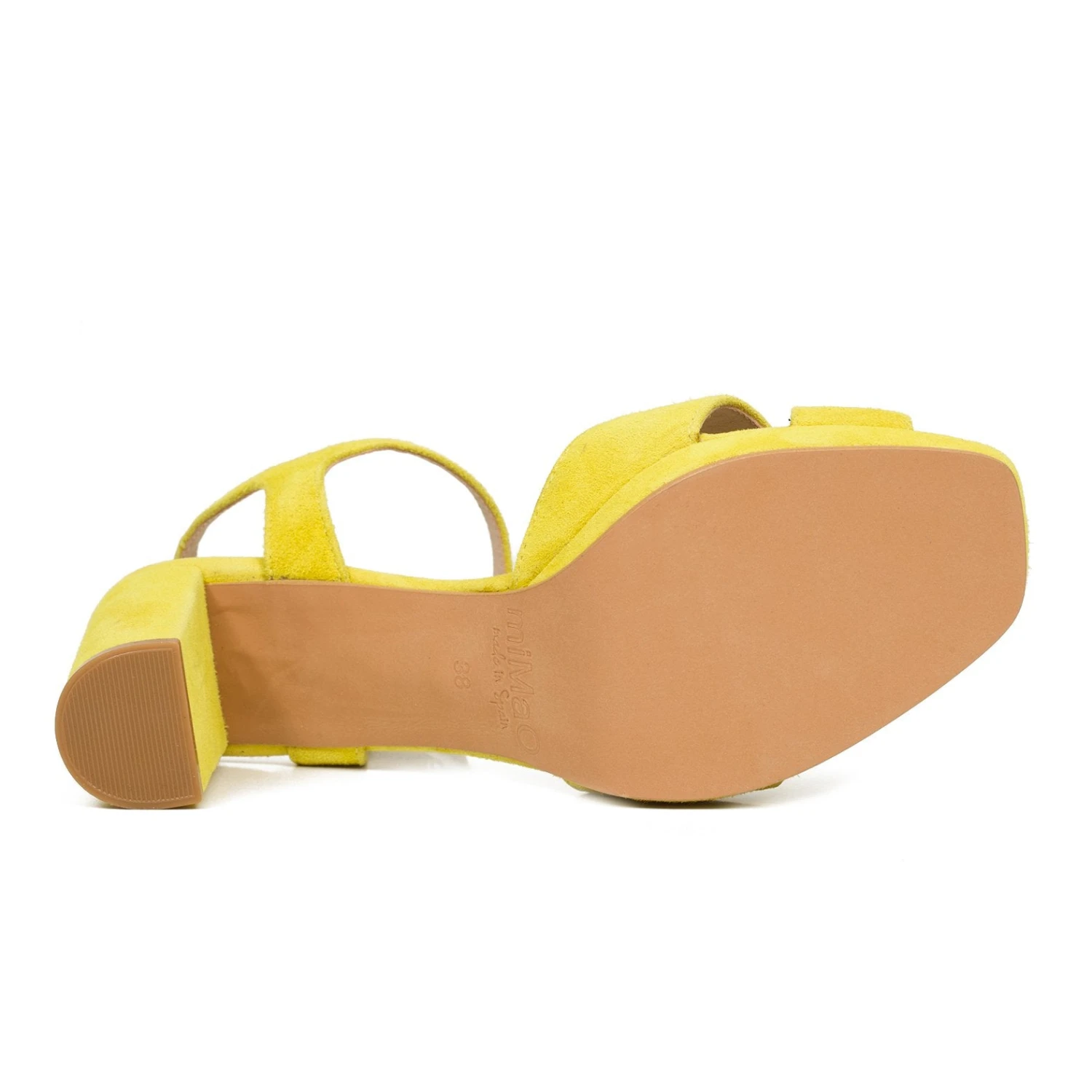 SANDALE CROISÉE- SANDALE POUR FEMME AVEC TALON LARGE JAUNE – Image 5
