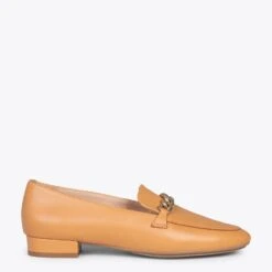 CHAIN – Mocassins En Cuir Pour Femme CAMEL
