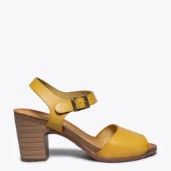 BALEAR - Sandale BIO MOUTARDE à Talon Haut
