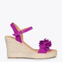 ZAHARA - Espadrilles Hautes Avec Fleurs VIOLET