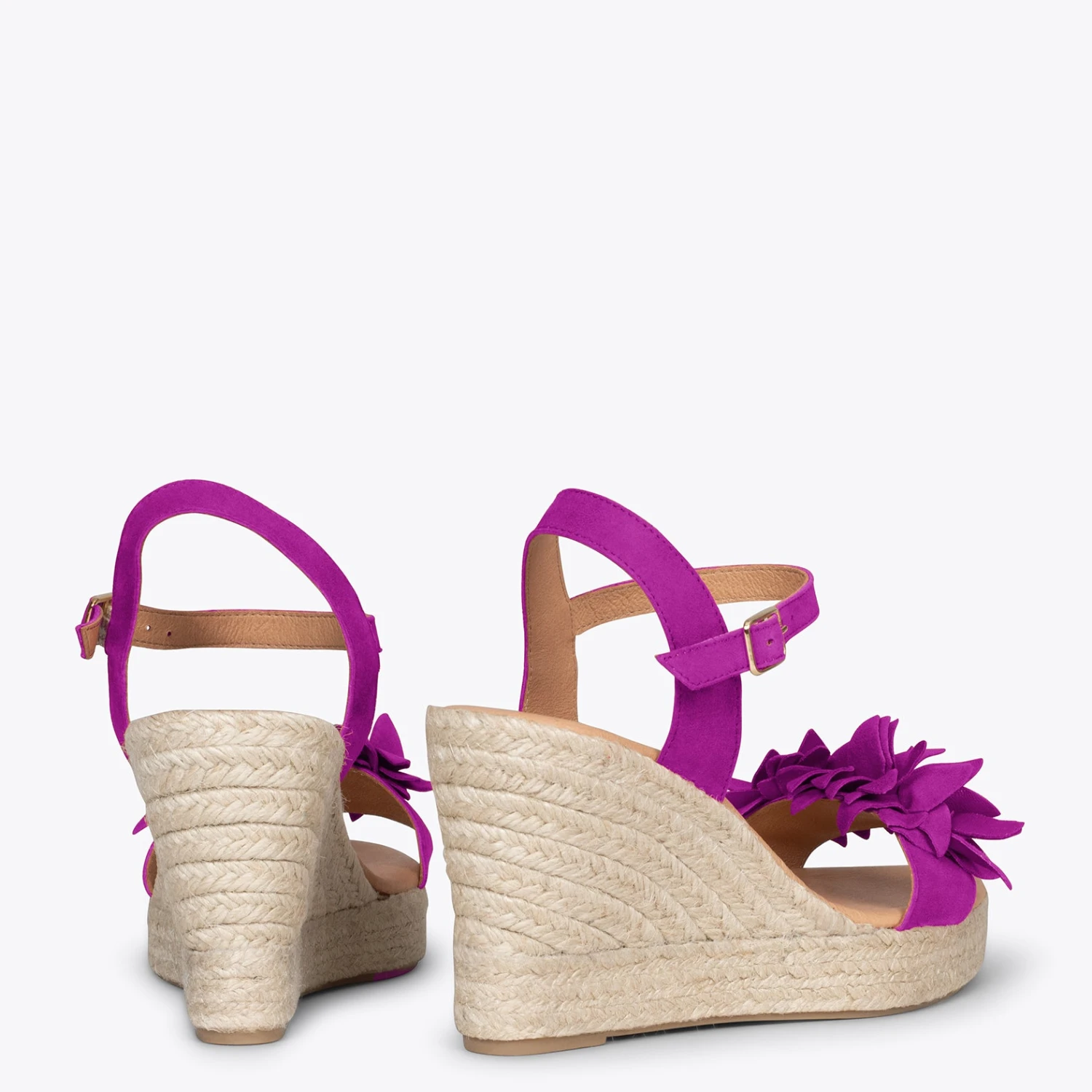 ZAHARA - Espadrilles Hautes Avec Fleurs VIOLET – Image 3