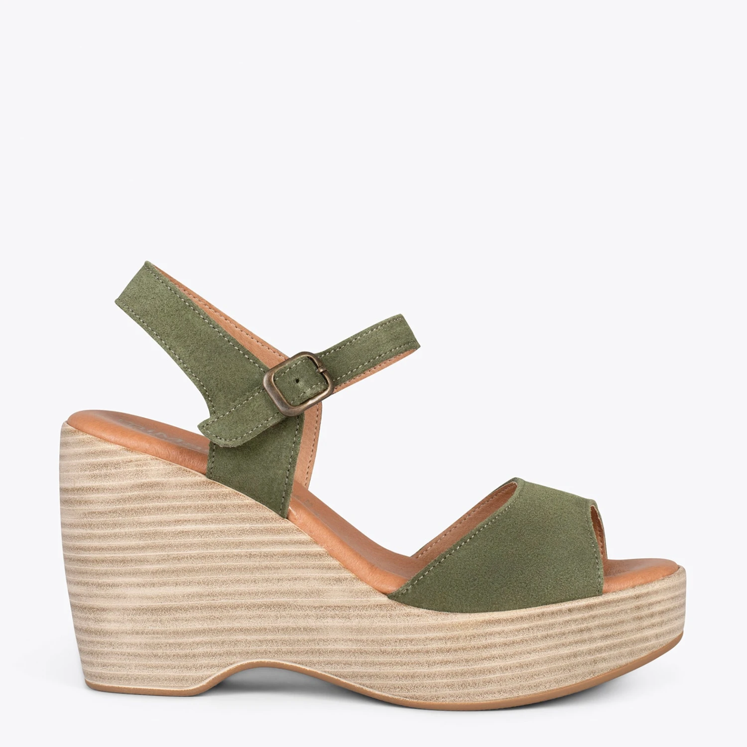 SIDNEY – Sandales Compensées Simples Effet Bois VERT