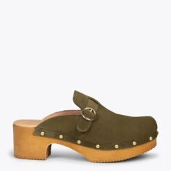 NIZA – Sabots à Talon Bas Et Plateforme KAKI