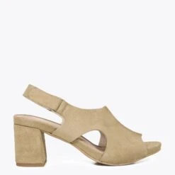 SANDALE SABOT- SANDALE À TALON LARGE BEIGE