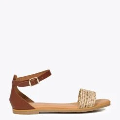 RAPHIA - Sandale Plate En Raphia NUDE