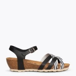 SOFT - Sandales CompensĂ©es Confortables BIO NOIR-ZĂBRE