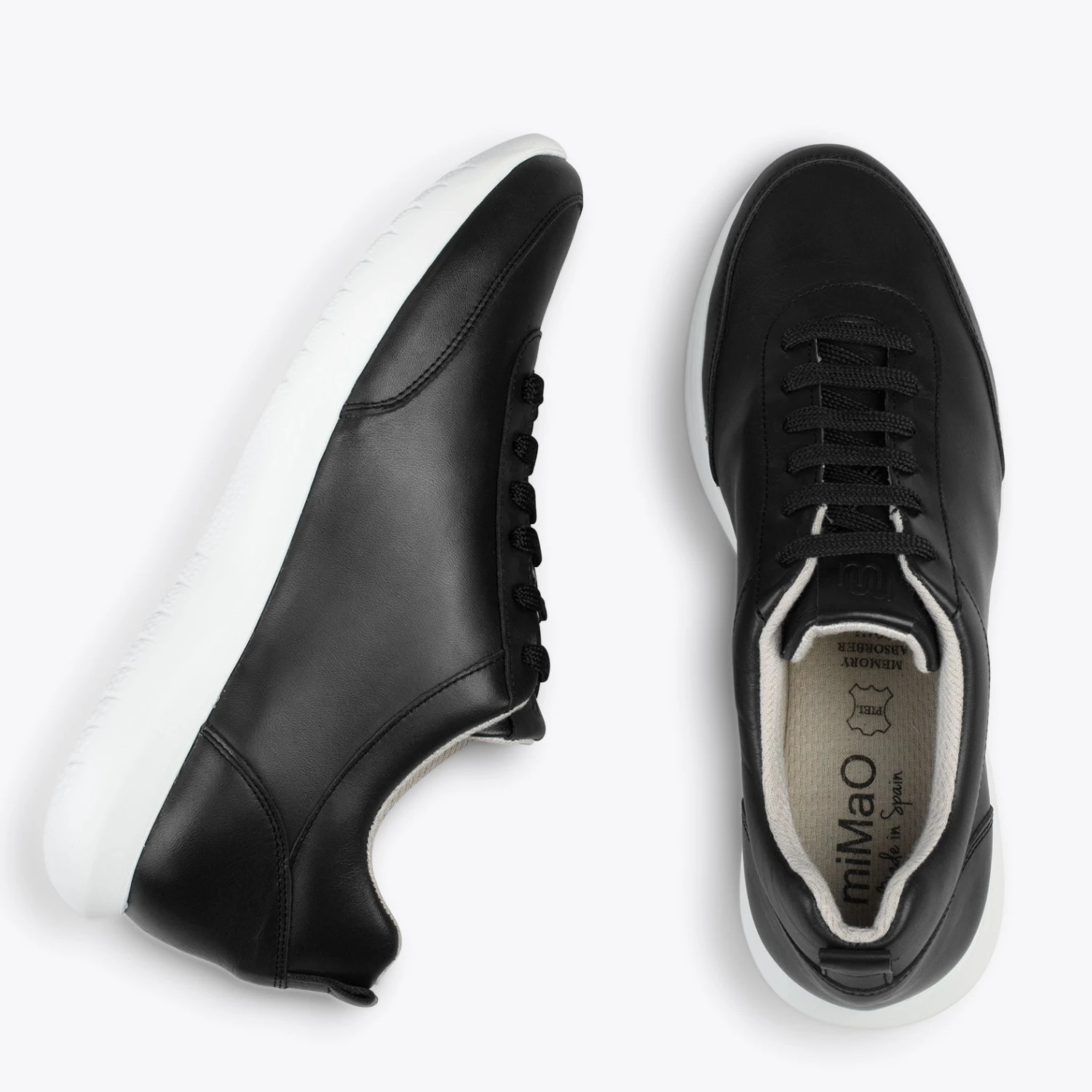 MIAMI – Baskets En Cuir Nappa à Lacets NOIR – Image 2