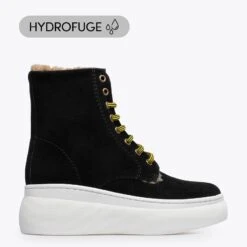 NEIGE- Bottes à Plateforme Hydrofuge En Cuir NOIR – Memory Absorber FOAM