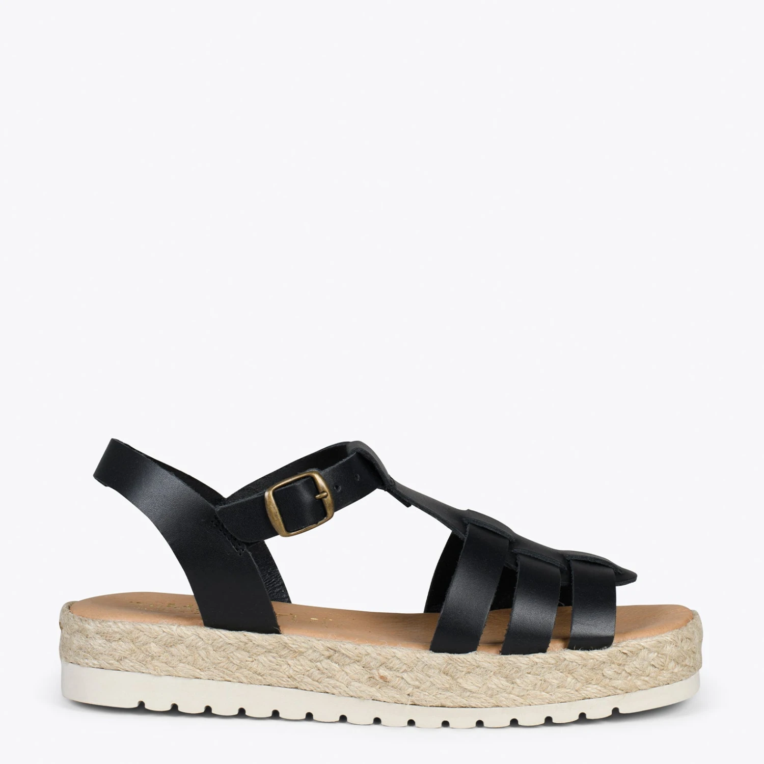 MIJAS – Sandales à Plateforme En Jute NOIR