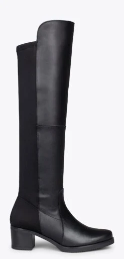 ELASTIQUE– Bottes Hautes à Talon Bas NOIR