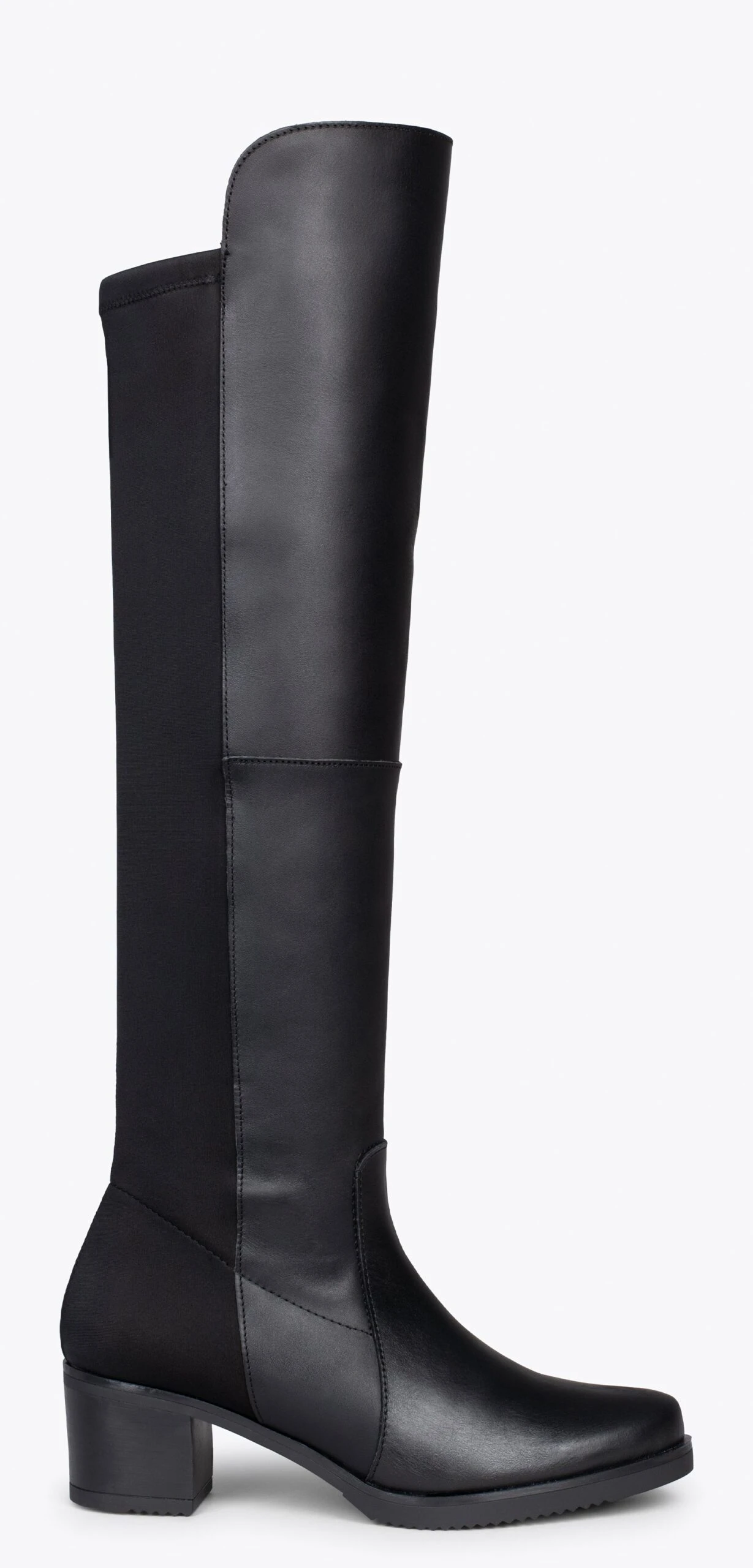 ELASTIQUE– Bottes Hautes à Talon Bas NOIR