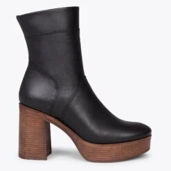 SOUL - Bottines à Tige Haute En Cuir Nappa NOIR