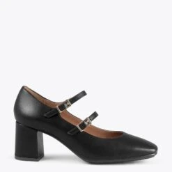 FEBRIS – Chaussures En Cuir Nappa Avec Brides NOIR