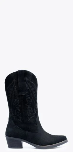 DALLAS - Bottes Style Cow-boy NOIR Nubuck