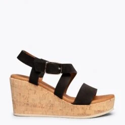 ALHAMBRA - Sandales Compensées NOIR En Liège