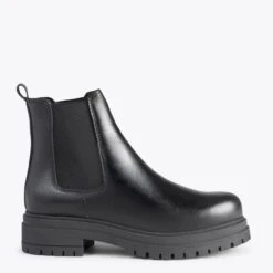 LEEDS – Bottines En Cuir Avec Plateforme NOIR