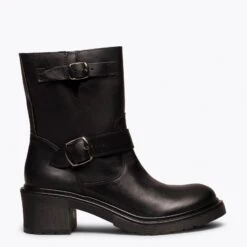 BIKER - Botte De Motard NOIR Ă Talon