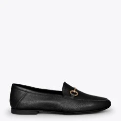 STYLE – Mocassins En Cuir Avec Détail Métallique NOIR
