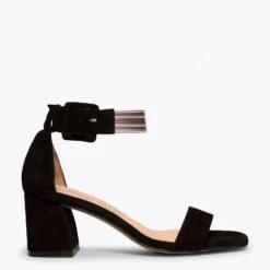 CHIC - Sandale NOIR élégante à Bracelet Métallique