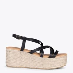 ALAJAR - Sandales Compensées En Jute NOIR