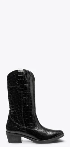 VEGAS - Bottes De Cowboy Pour Femme Avec Imprimé Croco NOIR