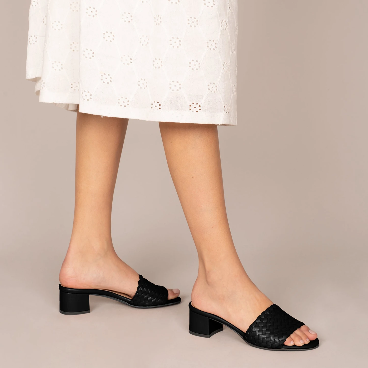 SIENA - Mules Tressées à Talon NOIR – Image 6