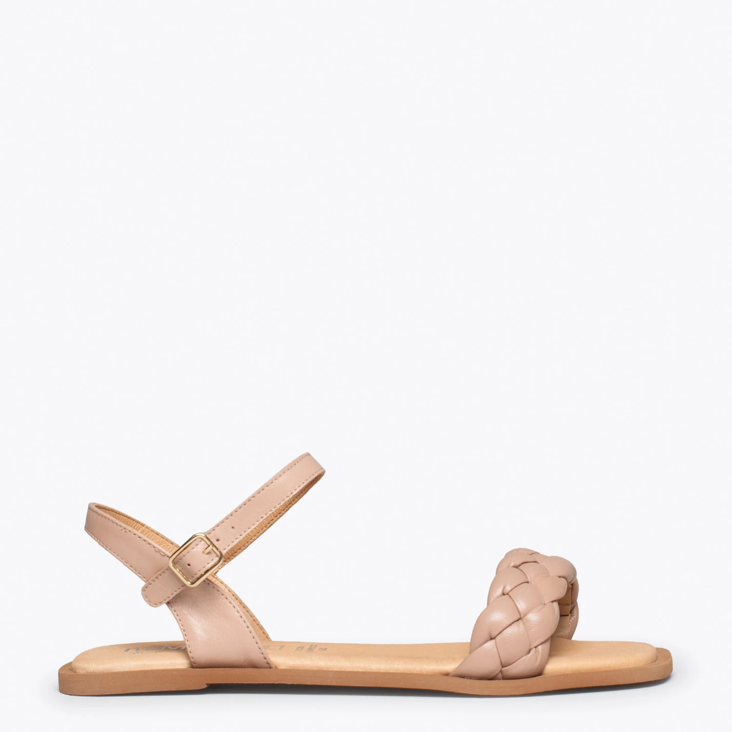 MARBELLA - Sandales Plates NUDE à Lanière Tressée