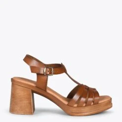 CRETA –Sandale Bride En T MARRON