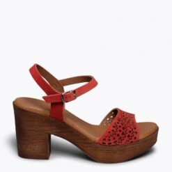 MENORCA - Sandale Ă Talon ROUGE Avec Gravure Au Laser