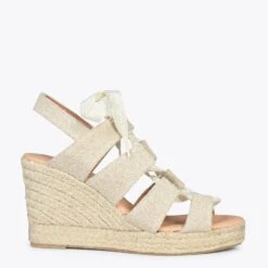 ROMANA – Espadrilles à Talon Haut En Lin DORÉ