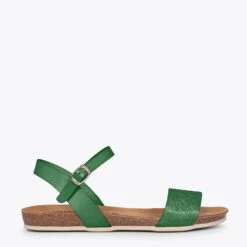 MIMOSA - Sandales Plates VERT BIO