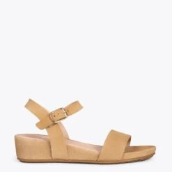 LOOK - Sandales Compensées BEIGE à Talon Moyen