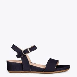 LOOK - Sandales Compensées BLEU MARINE à Talon Moyen