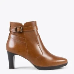 MILAN – Bottines à Talon Et Bracelet Décoratif CAMEL