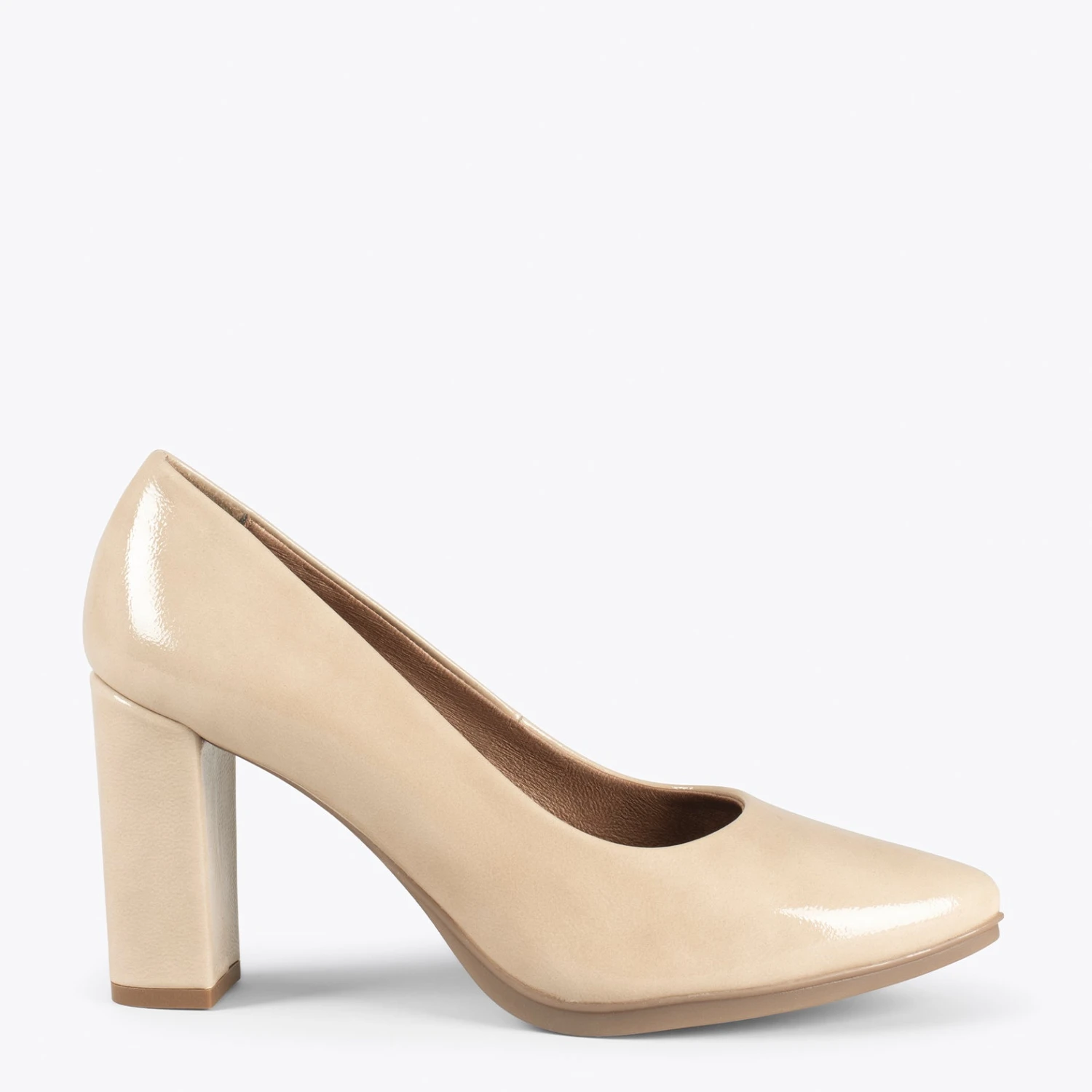 URBAN VERNI – Chaussures à Talon Haut En Cuir Verni BEIGE