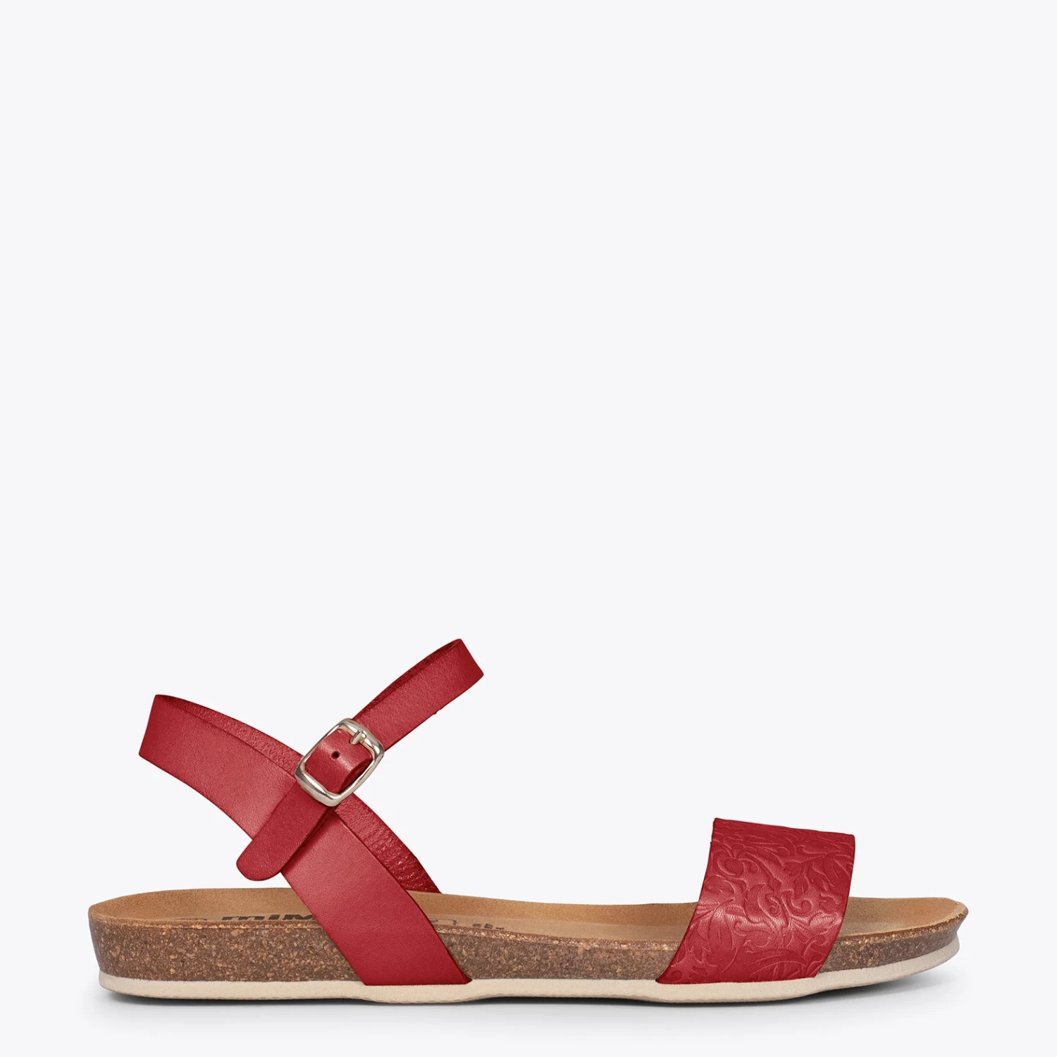 MIMOSA - Sandales Plates ROUGE BIO